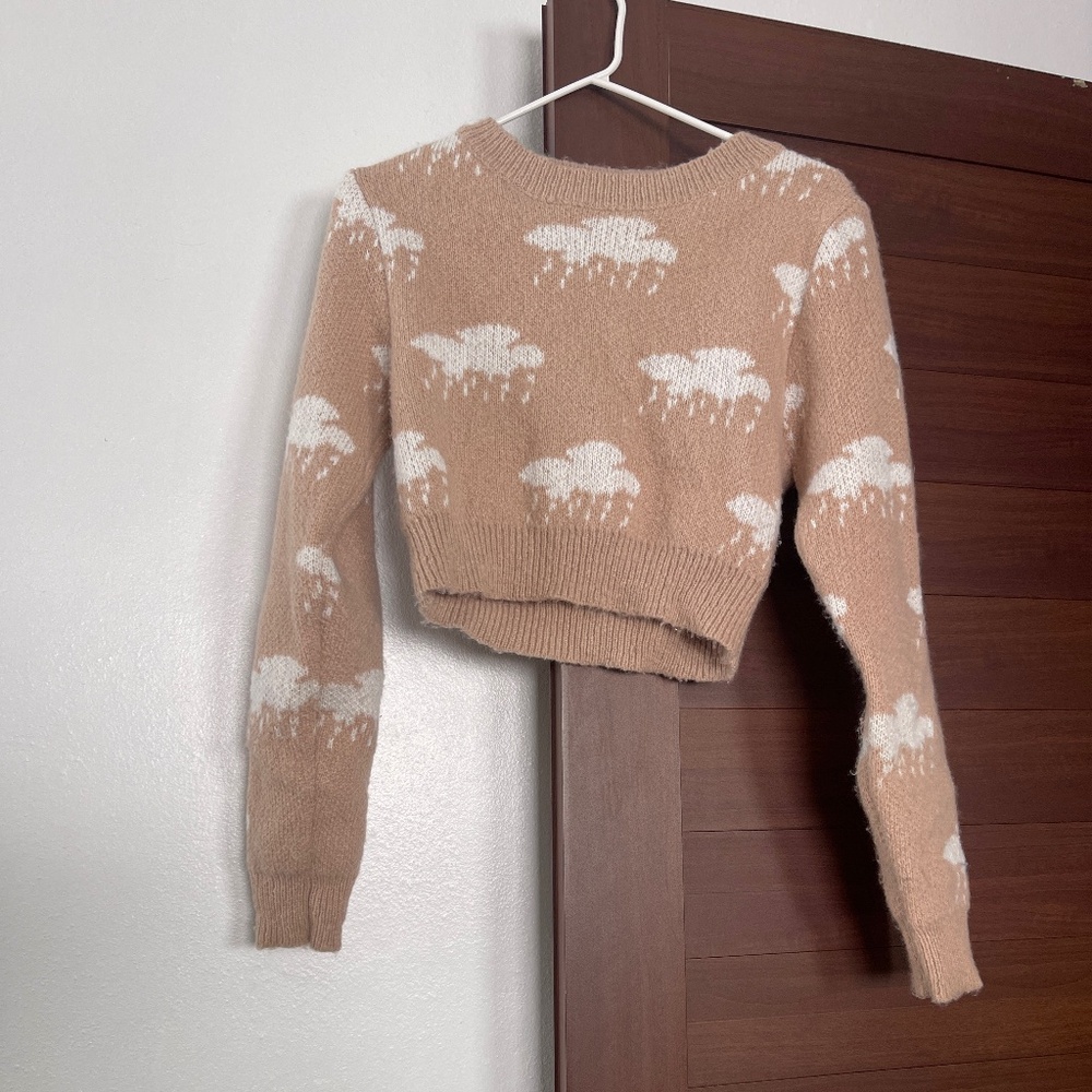 Shein Fuzzy Cloud Cropped Sweatshirt